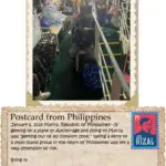 A postcard from philippines with an image of people on the back.