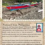 A postcard from philippines with an image of a boat.