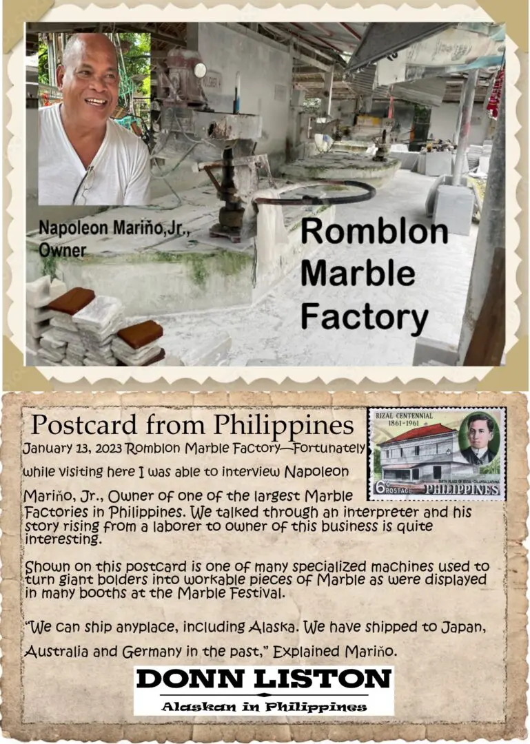 A postcard from the romblon marble factory