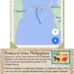 A postcard from philippines with an image of the map.