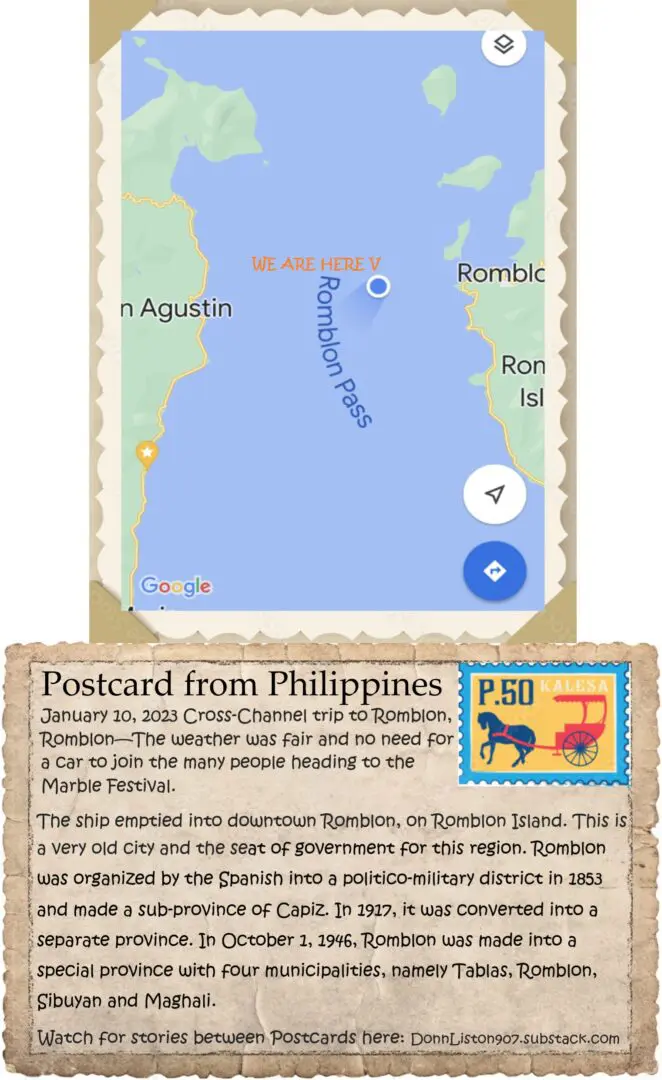 A postcard from philippines with an image of the map.