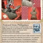 A postcard from the philippines with pictures of statues.