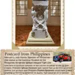 A postcard from philippines with an image of the statue.