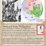 A postcard from philippines with an image of the map and stamp.