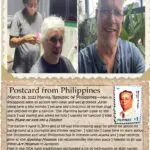 A postcard from philippines with an image of the same man and stamp.