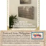 A postcard from philippines with an image of the statue.