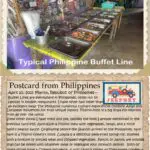 A postcard from philippines with an image of the buffet line.