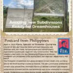 A postcard from philippines with the text " amazing new subdivisions ready for dreamhouses ".