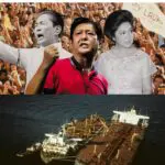 A collage of people and an aircraft carrier.