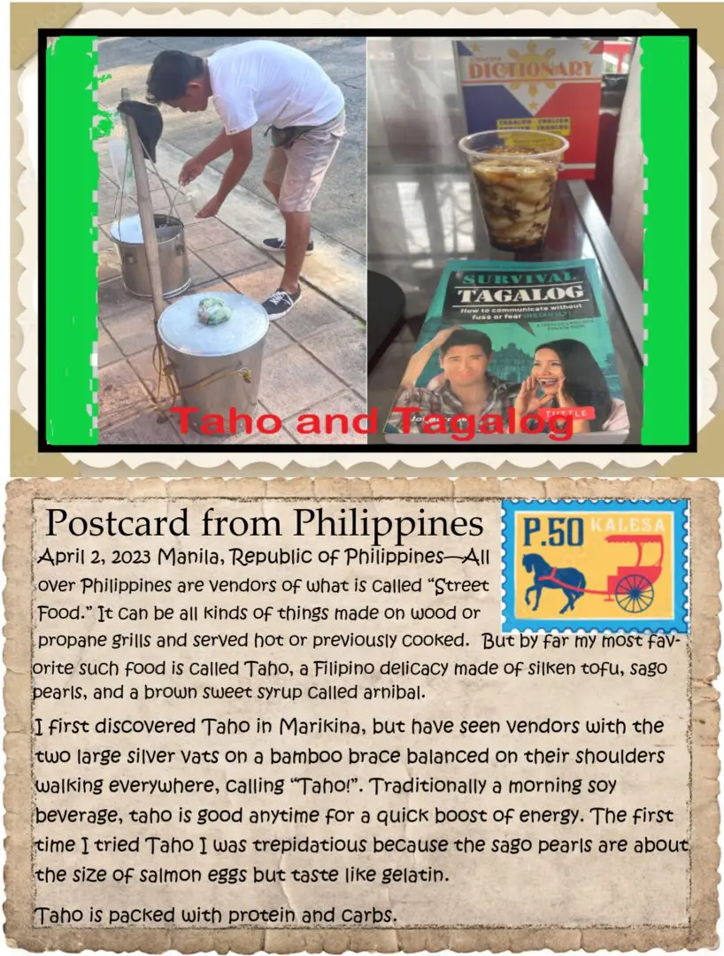 A postcard from philippines with an article about the tourist.