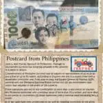 A postcard from philippines with an image of the people and a stamp.