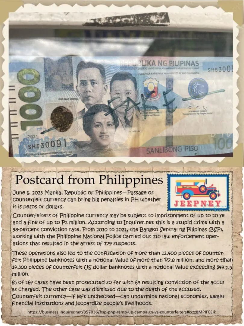 A postcard from philippines with an image of the people and a stamp.