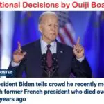 A picture of joe biden with the caption " national decisions by ouiji boahen ".