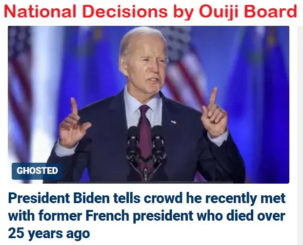 A picture of joe biden with the caption " national decisions by ouiji boahen ".