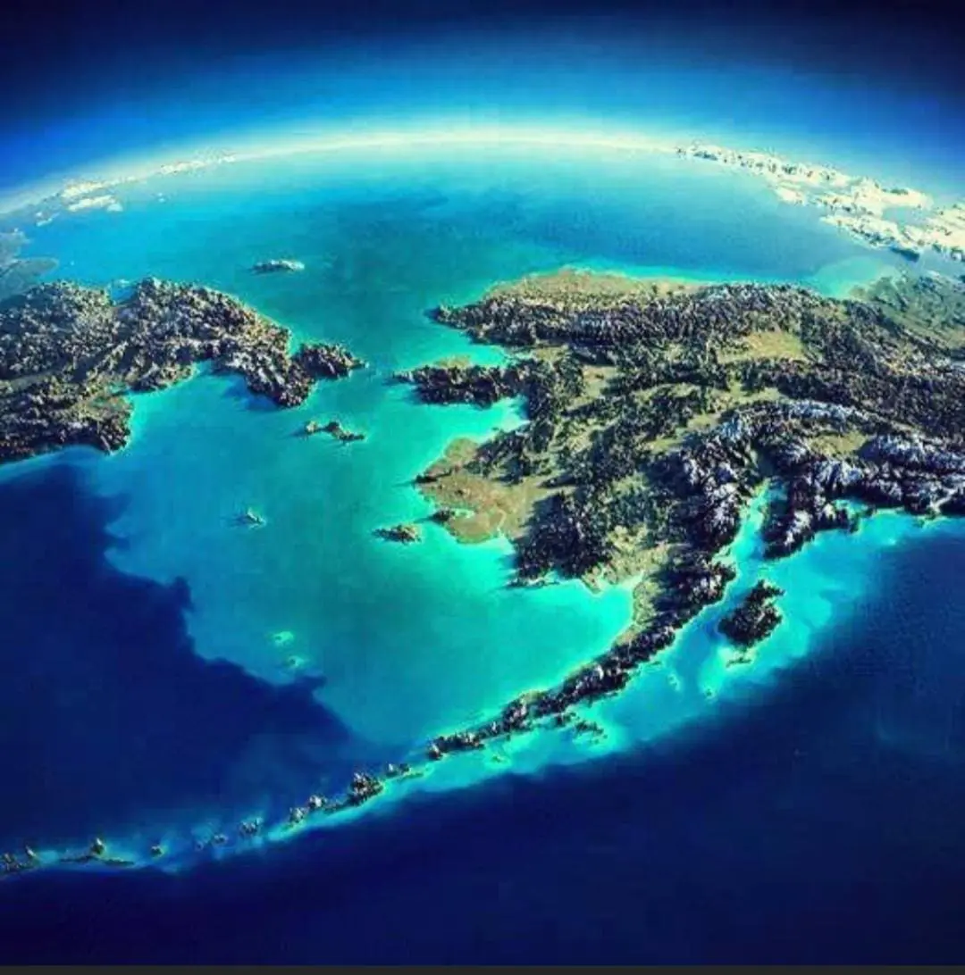 A view of the earth from space shows alaska.