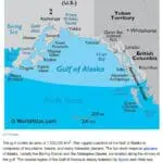 A map of the gulf of alaska with a blue ocean.