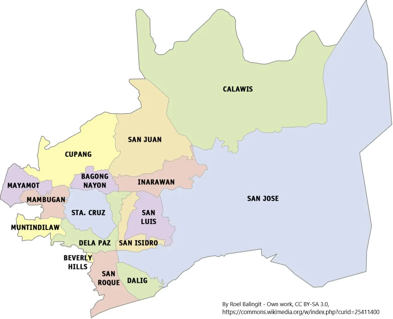 A map of the city of san diego with all its boroughs.