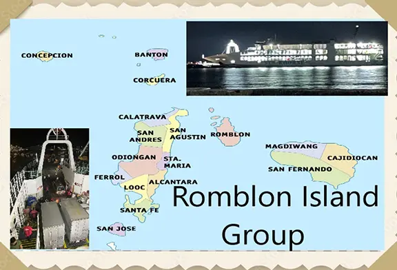 Map of Romblon Island Group with ferry.