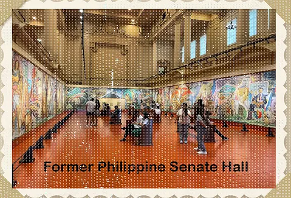 Former Philippine Senate Hall with visitors.