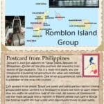 A postcard from philippines with the map of romblon island.