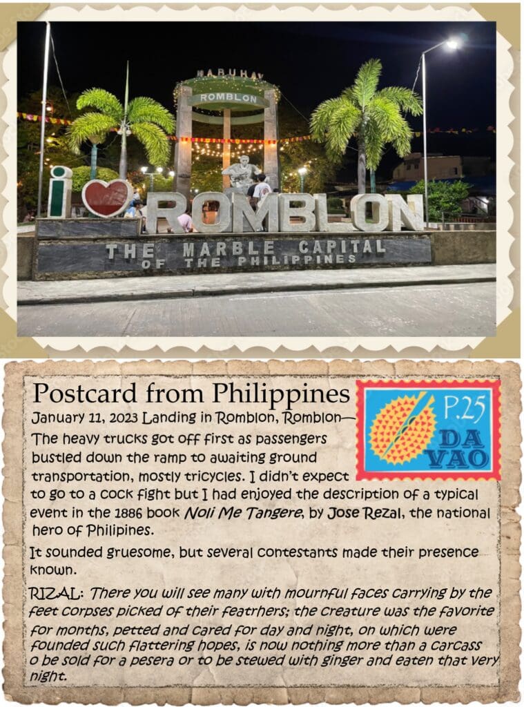 A postcard from philippines with the name of romblon