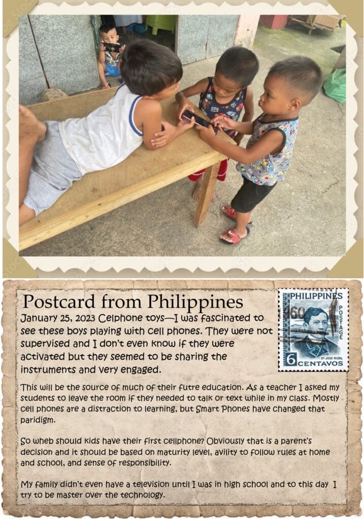 A postcard from philippines with two pictures of children.