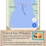 A postcard from philippines with an image of the map.