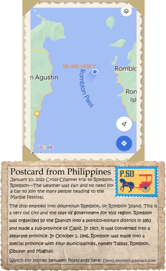 A postcard from philippines with an image of the map.