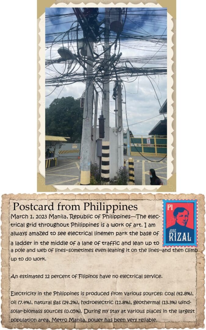 A postcard from philippines with an image of the bridge.