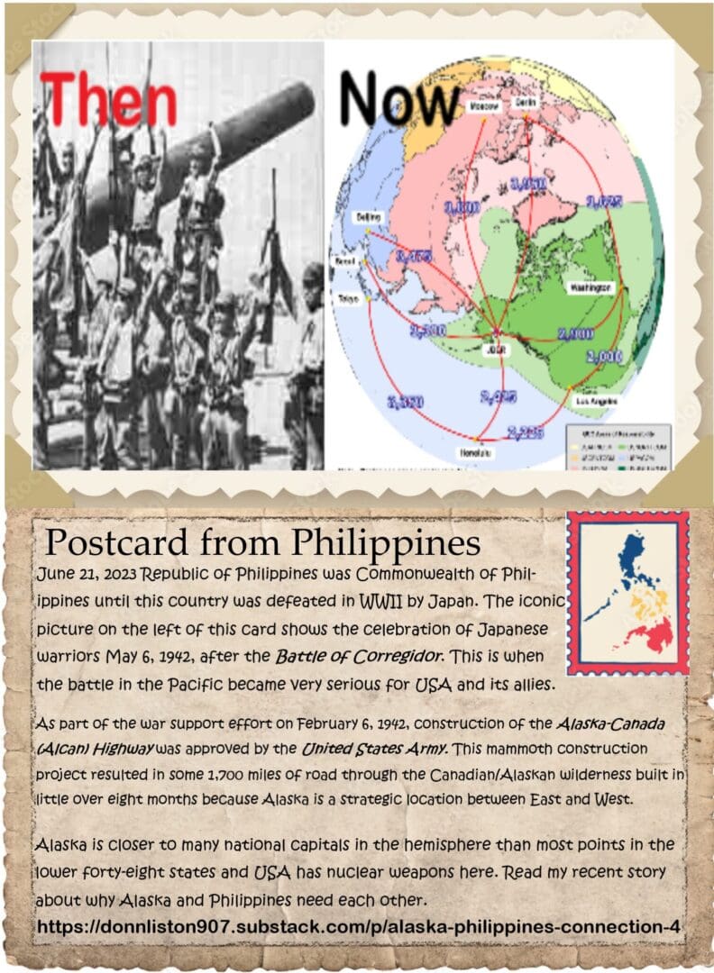 A postcard from philippines with an image of the map and stamp.