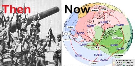 Then and now, world war to global trade.