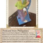 A postcard from philippines with an image of a person in a chair.