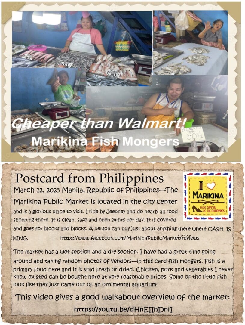 A postcard from philippines with the caption " cheaper than walmart."