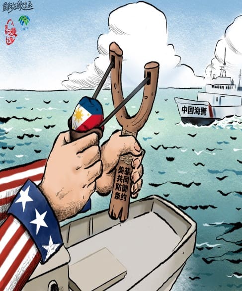 A cartoon of an american flag on the back of a boat.