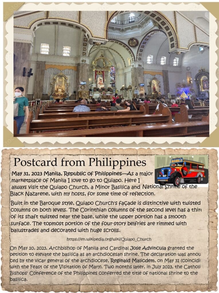 A postcard from philippines with an image of the interior.