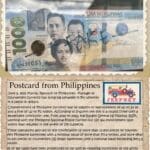 A postcard from philippines with an image of the people and a stamp.