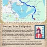 A map of the philippines with a post card