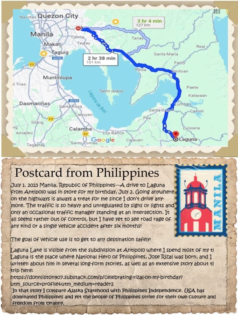 A map of the philippines with a post card