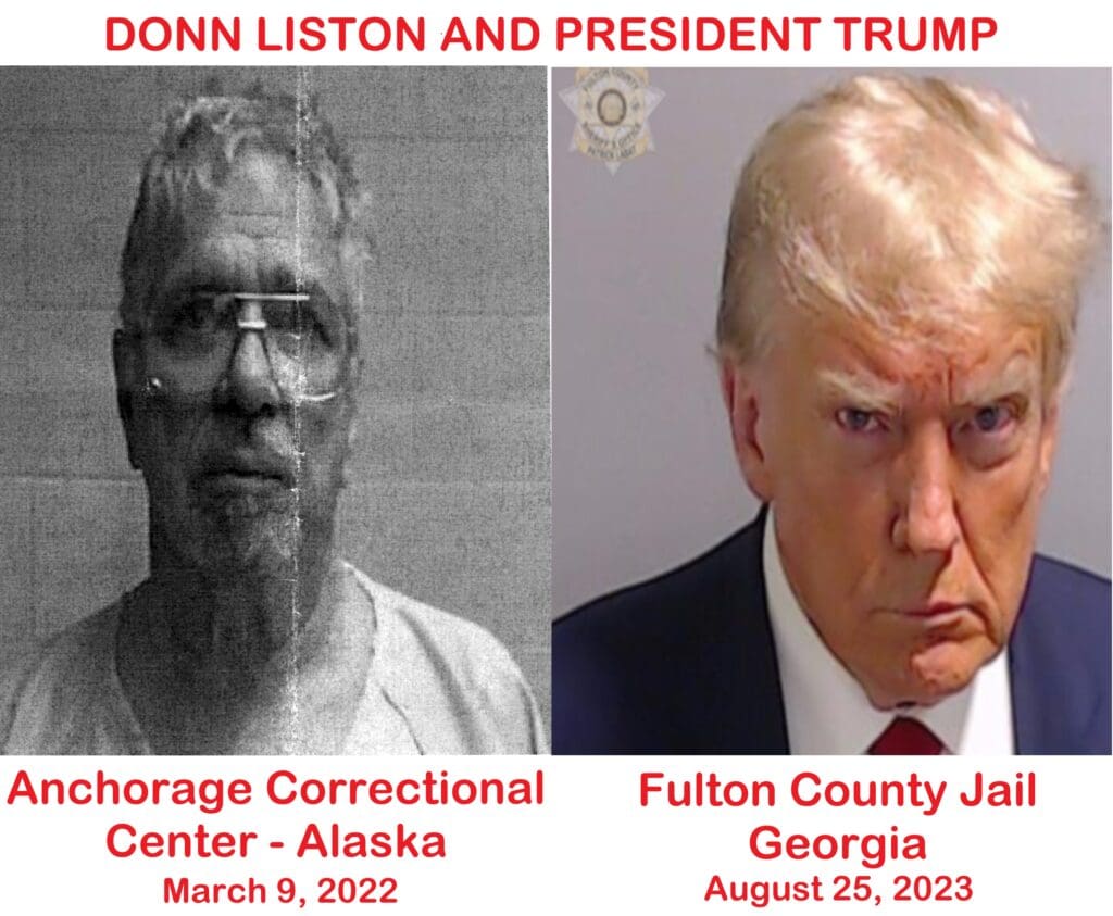 A composite of two photos shows the same man in prison.